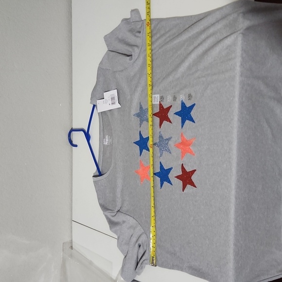 Kim Rogers Shirt Womens Size XXL Gray Stars t-shirt new short sleeve July 4th - Picture 8 of 10